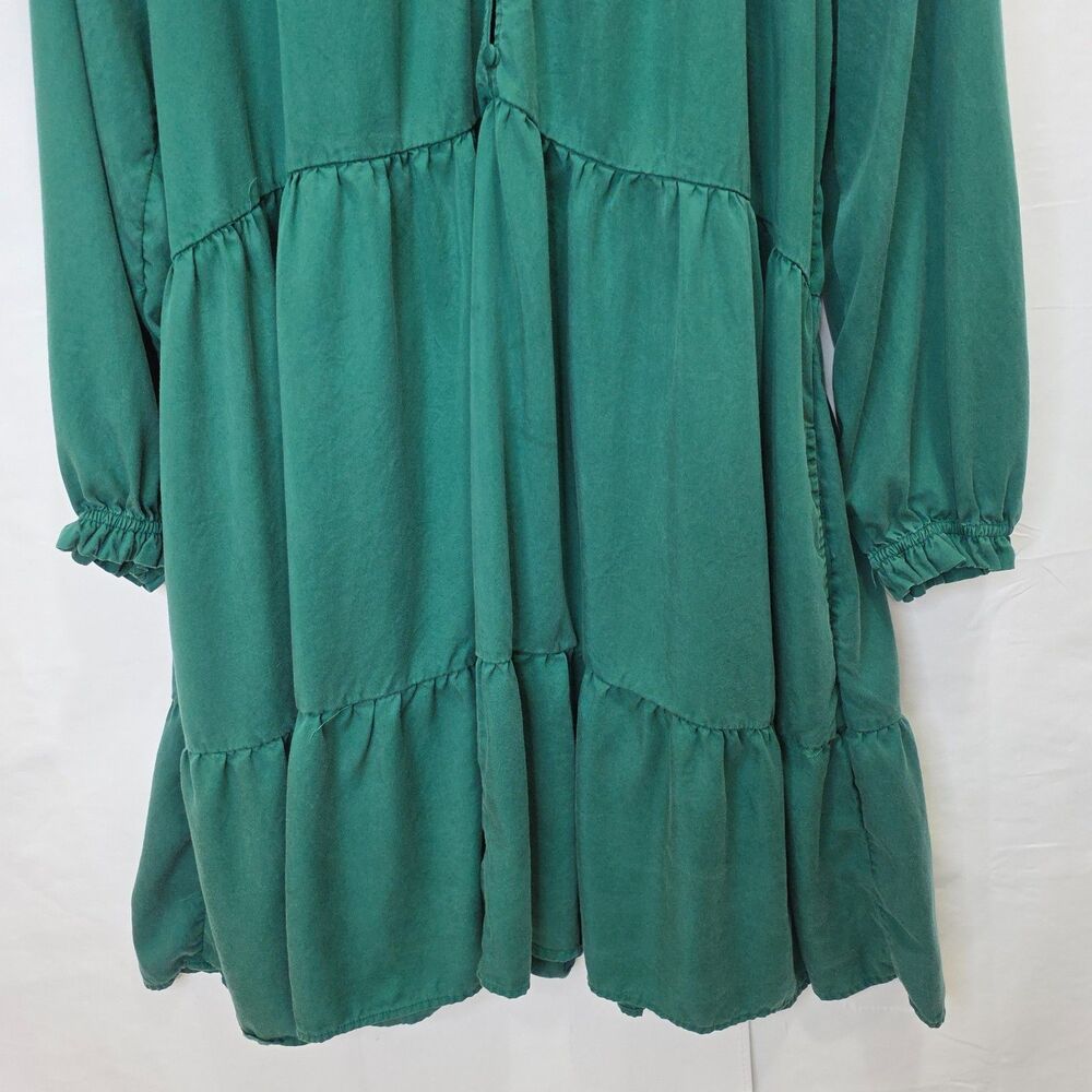 Terra & Sky Dress Womens Plus Sz 1X  Kelly Green Tiered Boho Cottagecore Prairie - Picture 6 of 12